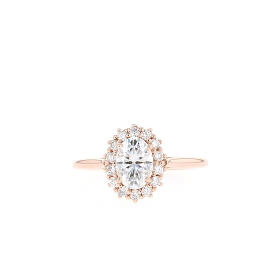 1.65CT Oval Halo Moissanite Solitaire Diamond Engagement Ring