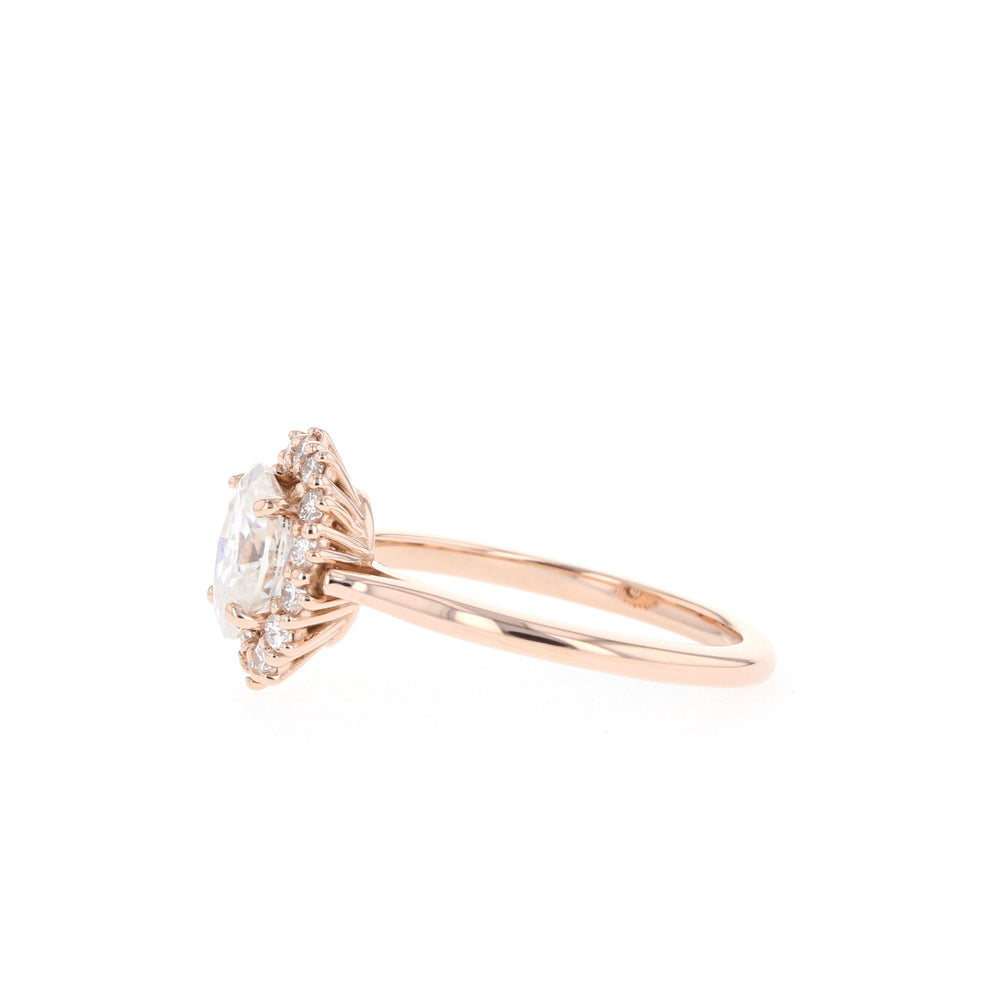 1.65CT Oval Halo Moissanite Solitaire Diamond Engagement Ring