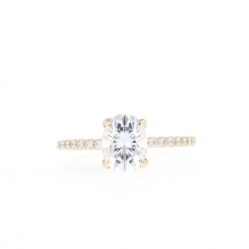 1.6ct Oval Cut Pave Moissanite Diamond Engagement Ring