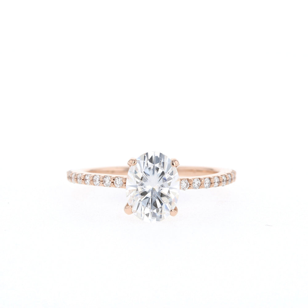 1.6ct Oval Cut Pave Moissanite Diamond Engagement Ring
