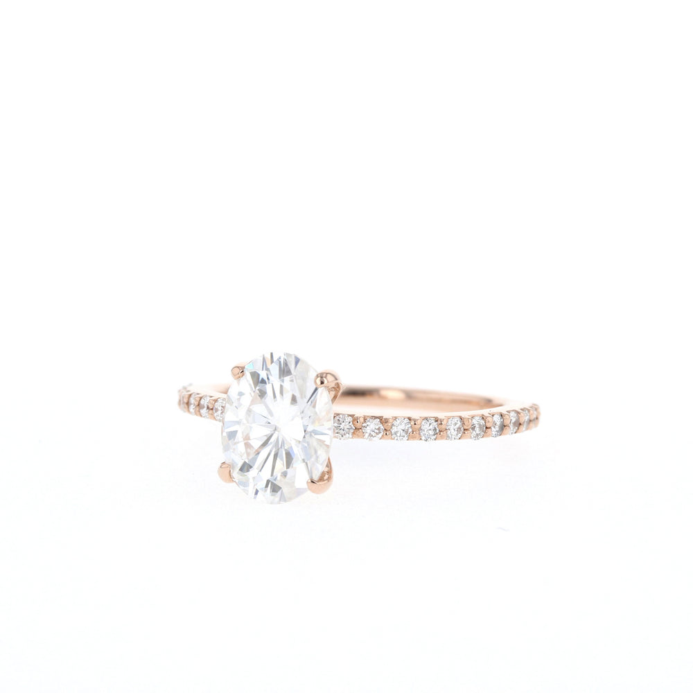 1.6ct Oval Cut Pave Moissanite Diamond Engagement Ring