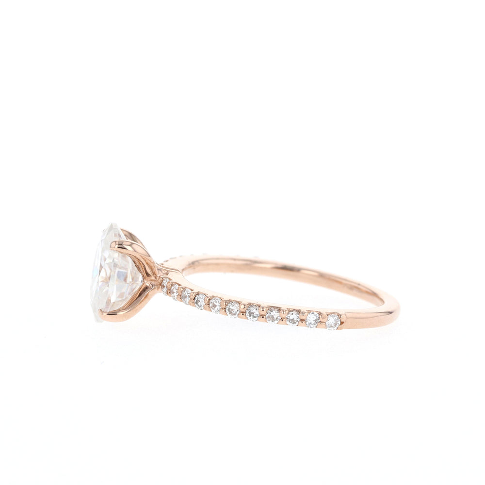 1.6ct Oval Cut Pave Moissanite Diamond Engagement Ring