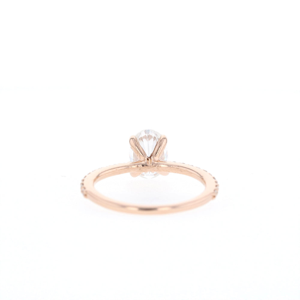 1.6ct Oval Cut Pave Moissanite Diamond Engagement Ring