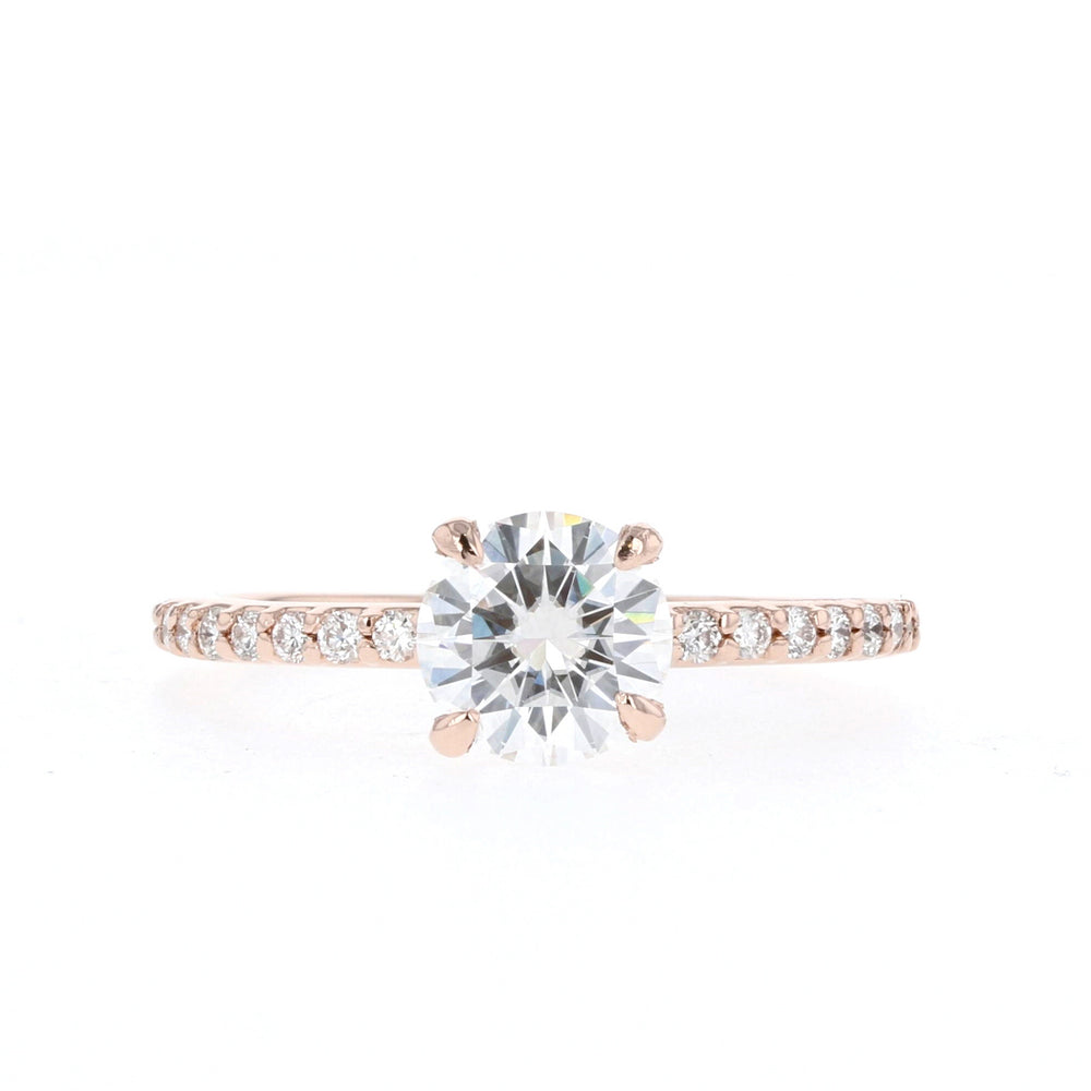 1.05CT Round Moissanite Pave Diamond Engagement Ring