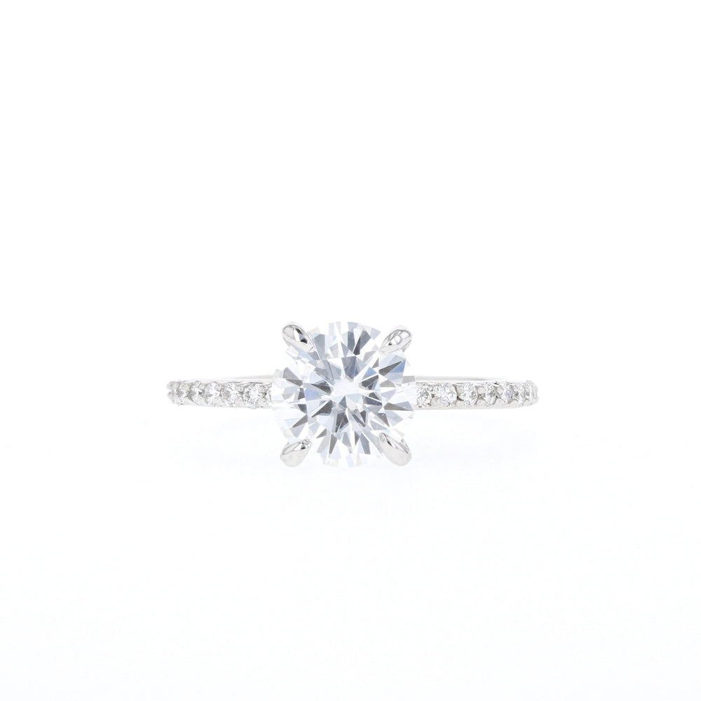 1.05CT Round Moissanite Pave Diamond Engagement Ring