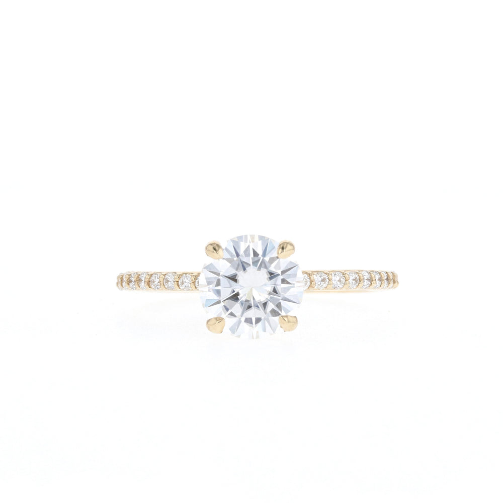 1.05CT Round Moissanite Pave Diamond Engagement Ring