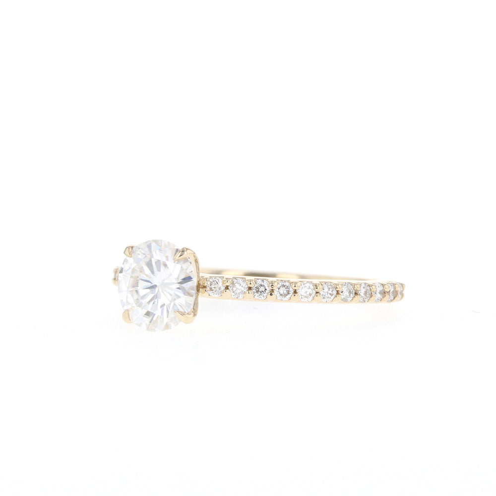 1.05CT Round Moissanite Pave Diamond Engagement Ring