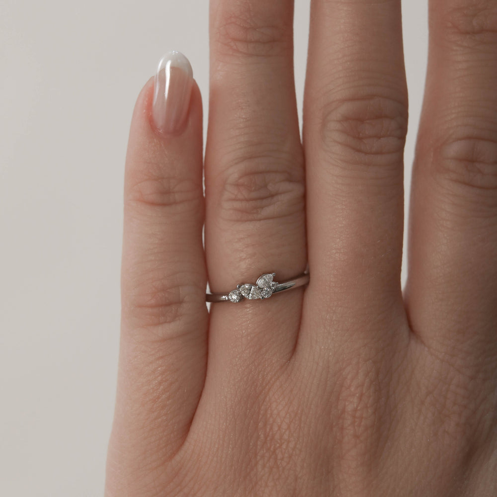 0.17ct Round And Marquise Unique Moissanite Diamond Wedding Band