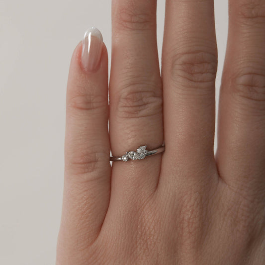 0.17ct Round And Marquise Unique Moissanite Diamond Wedding Band