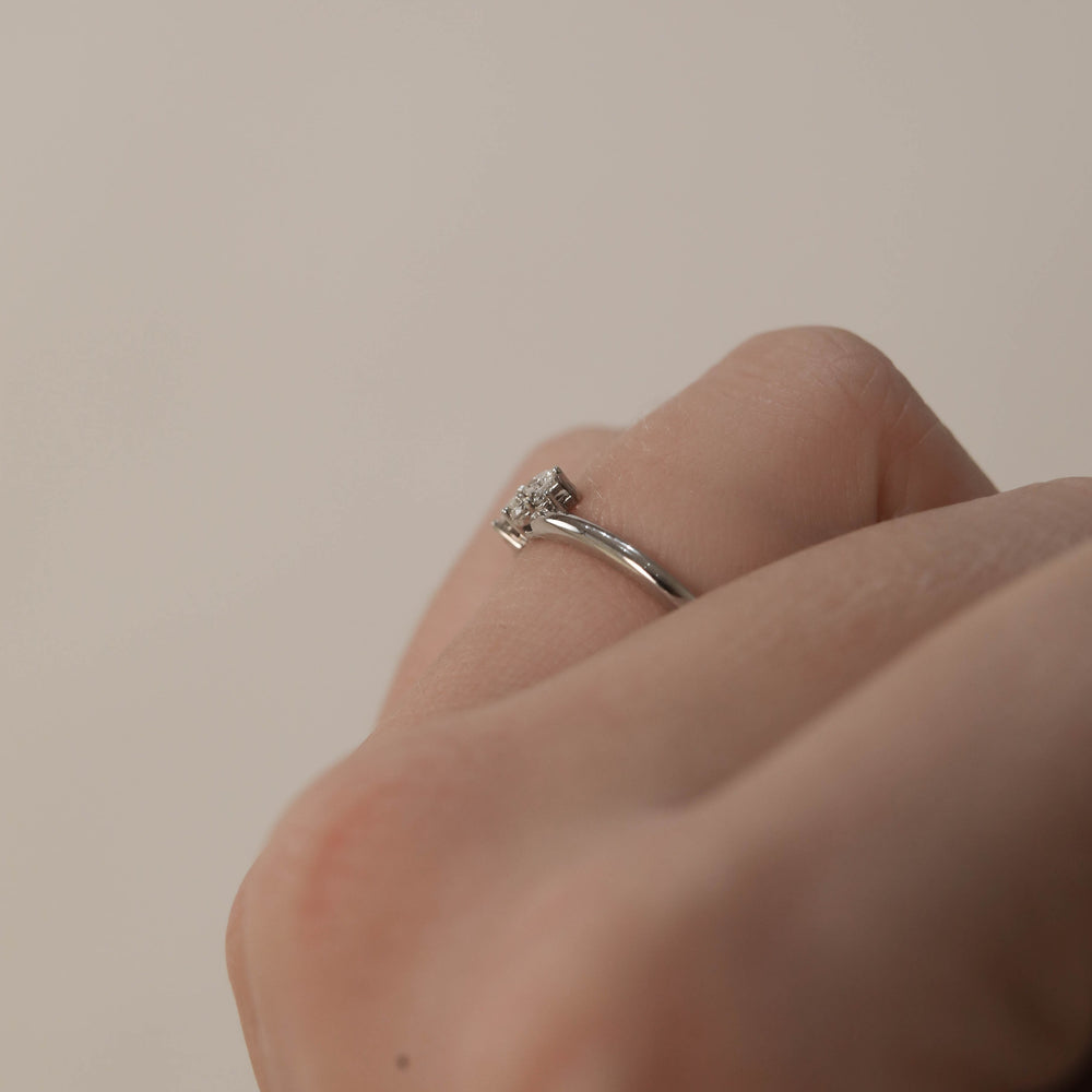 0.17ct Round And Marquise Unique Moissanite Diamond Wedding Band