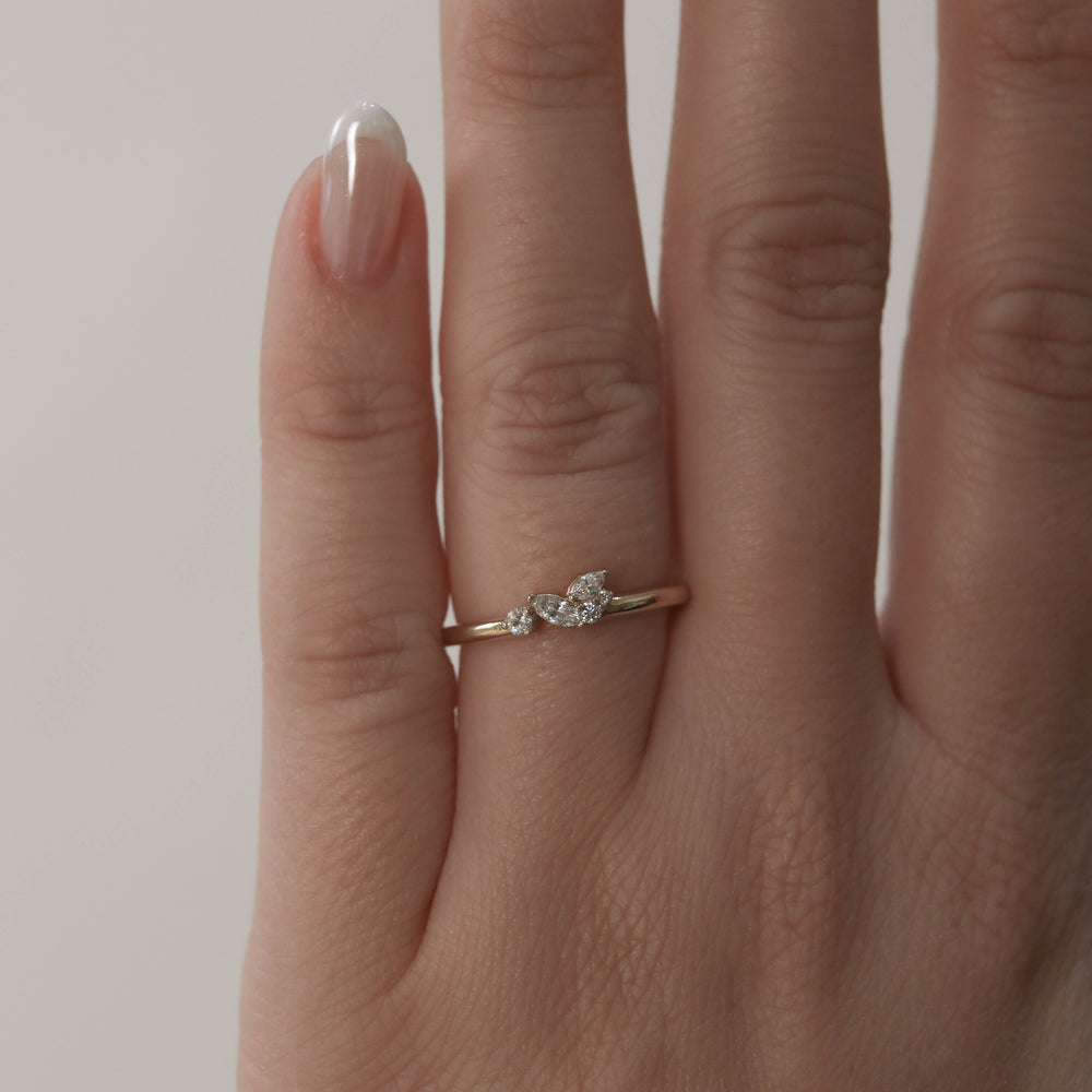 0.17ct Round And Marquise Unique Moissanite Diamond Wedding Band