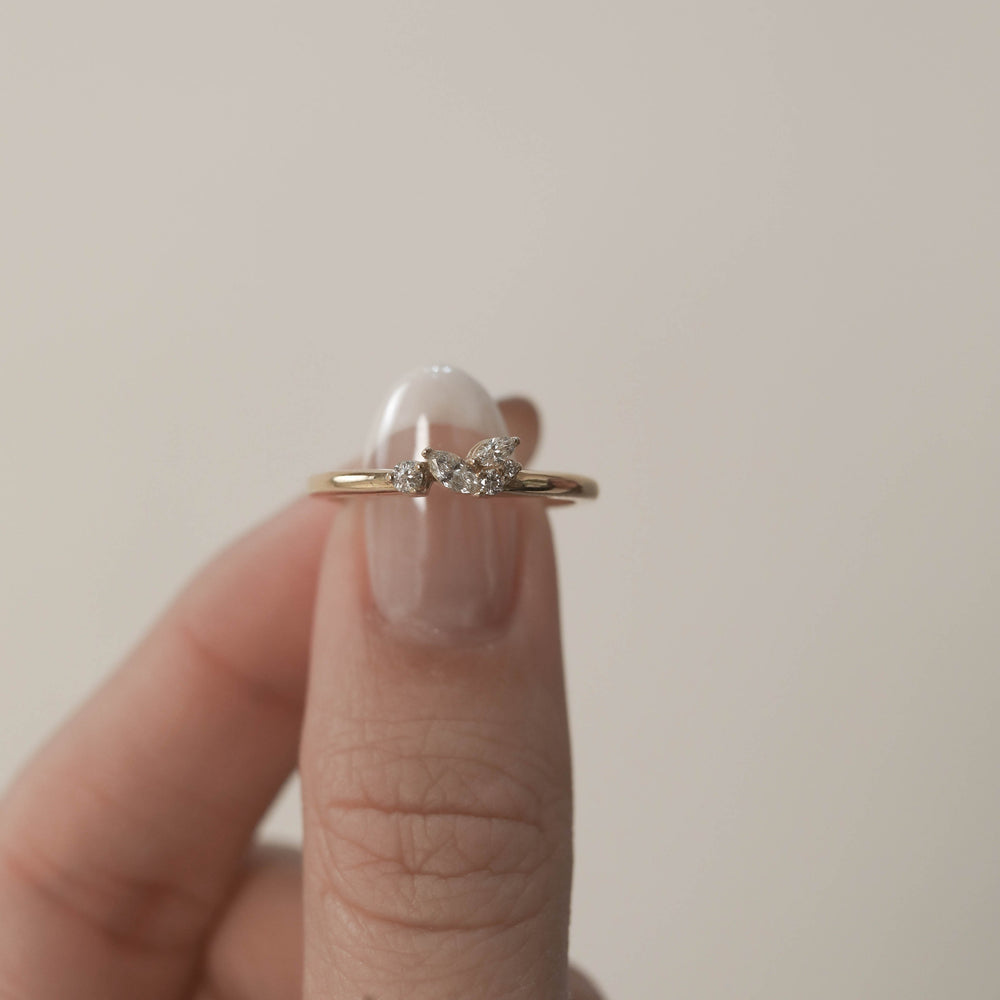 0.17ct Round And Marquise Unique Moissanite Diamond Wedding Band