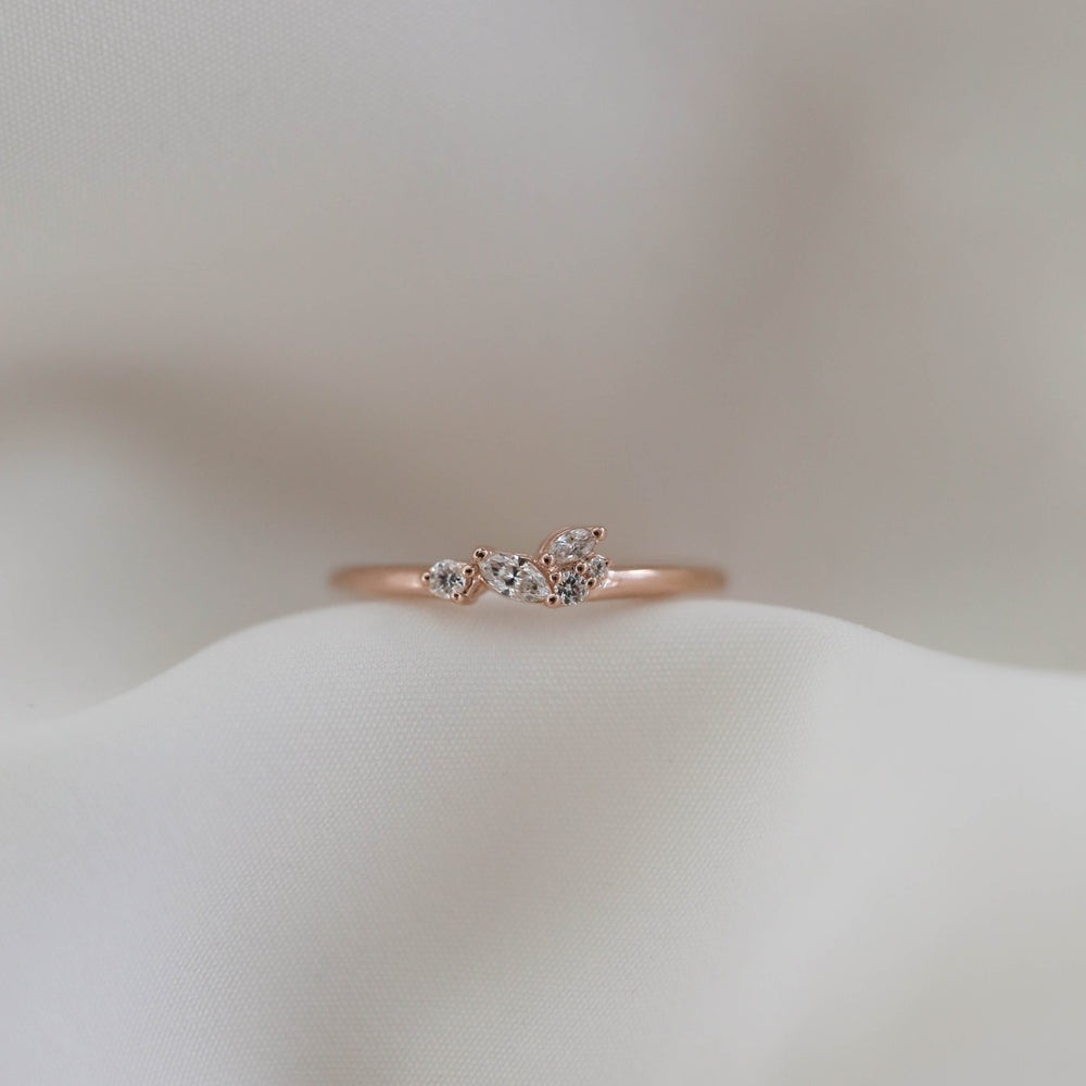 0.17ct Round And Marquise Unique Moissanite Diamond Wedding Band