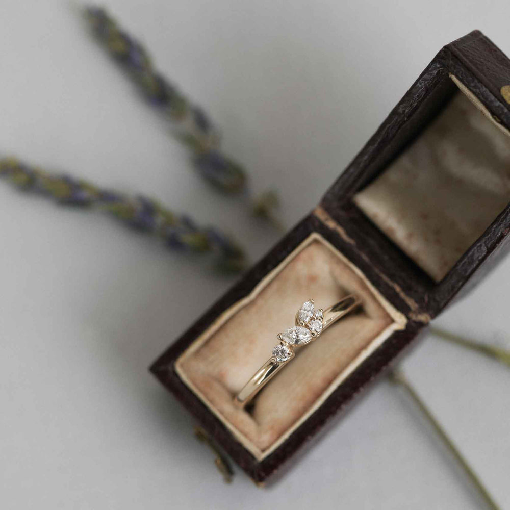 0.17ct Round And Marquise Unique Moissanite Diamond Wedding Band