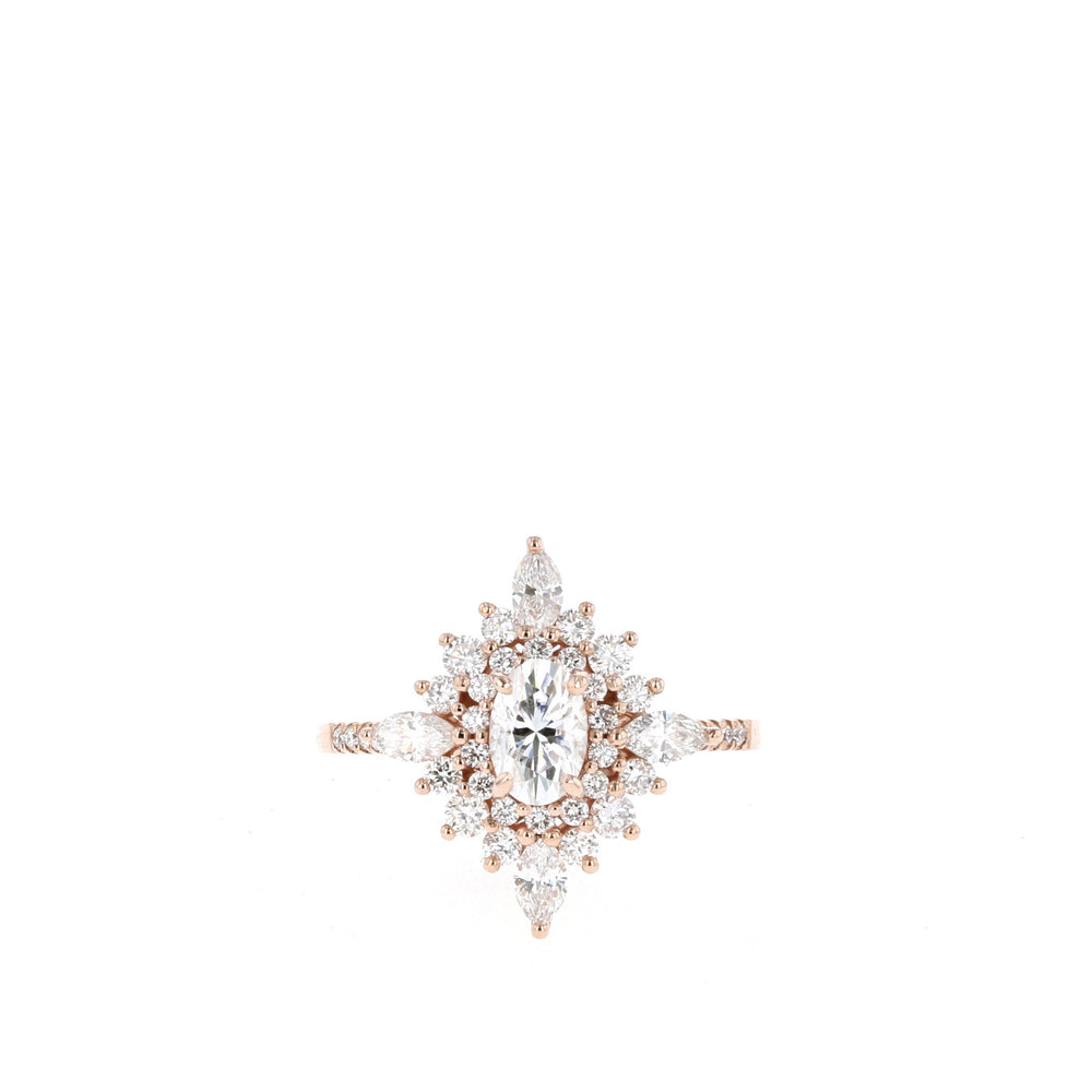 0.55CT Oval Cut Cluster Moissanite Diamond Engagement Ring