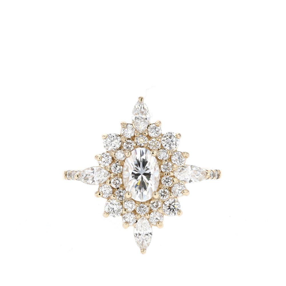0.55CT Oval Cut Cluster Moissanite Diamond Engagement Ring