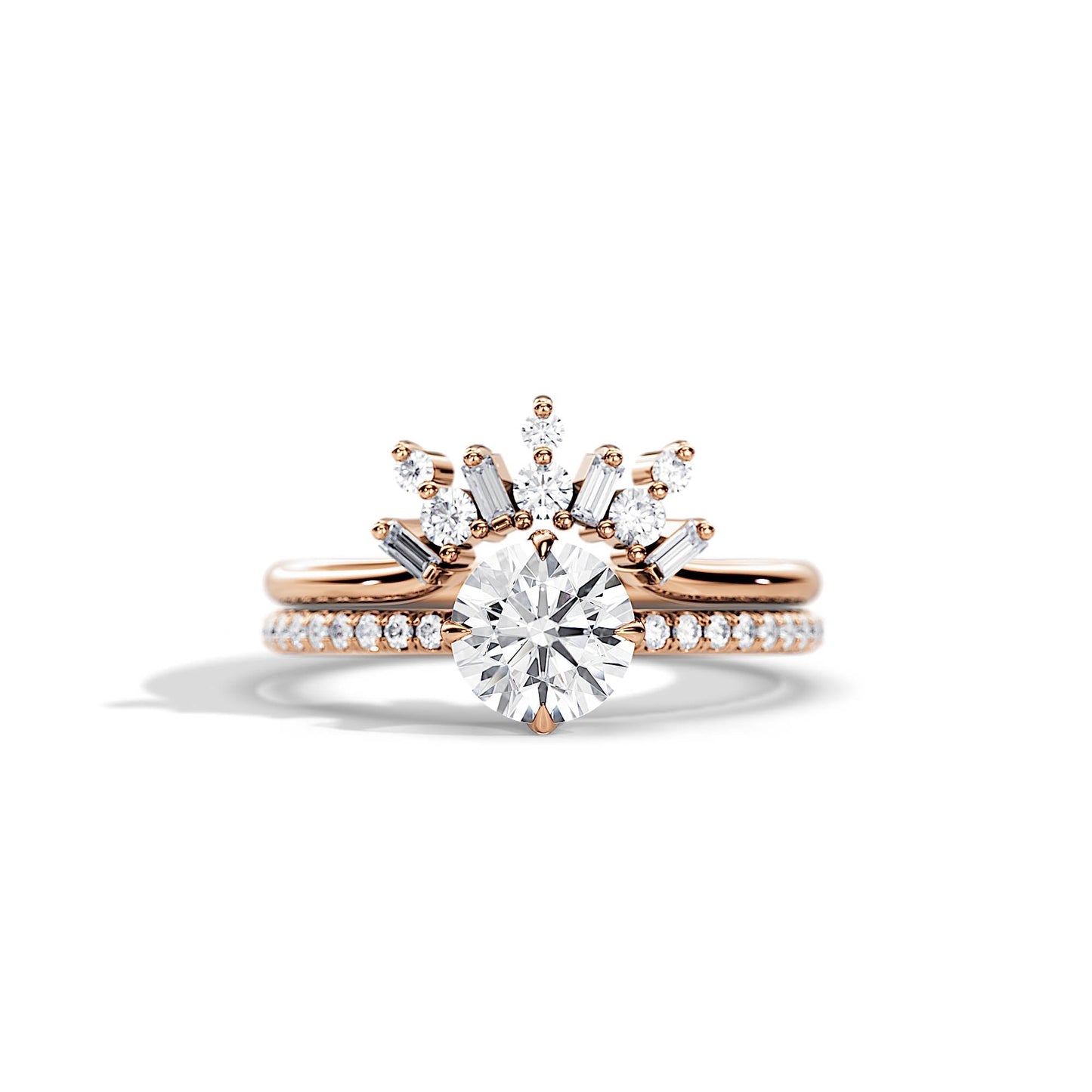 1.0 CT Round Moissanite Pave Setting Bridal Ring Set
