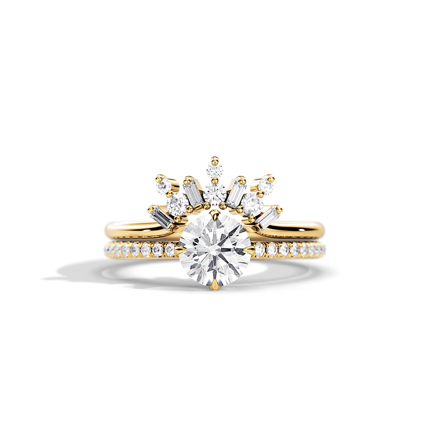 1.0 CT Round Moissanite Pave Setting Bridal Ring Set