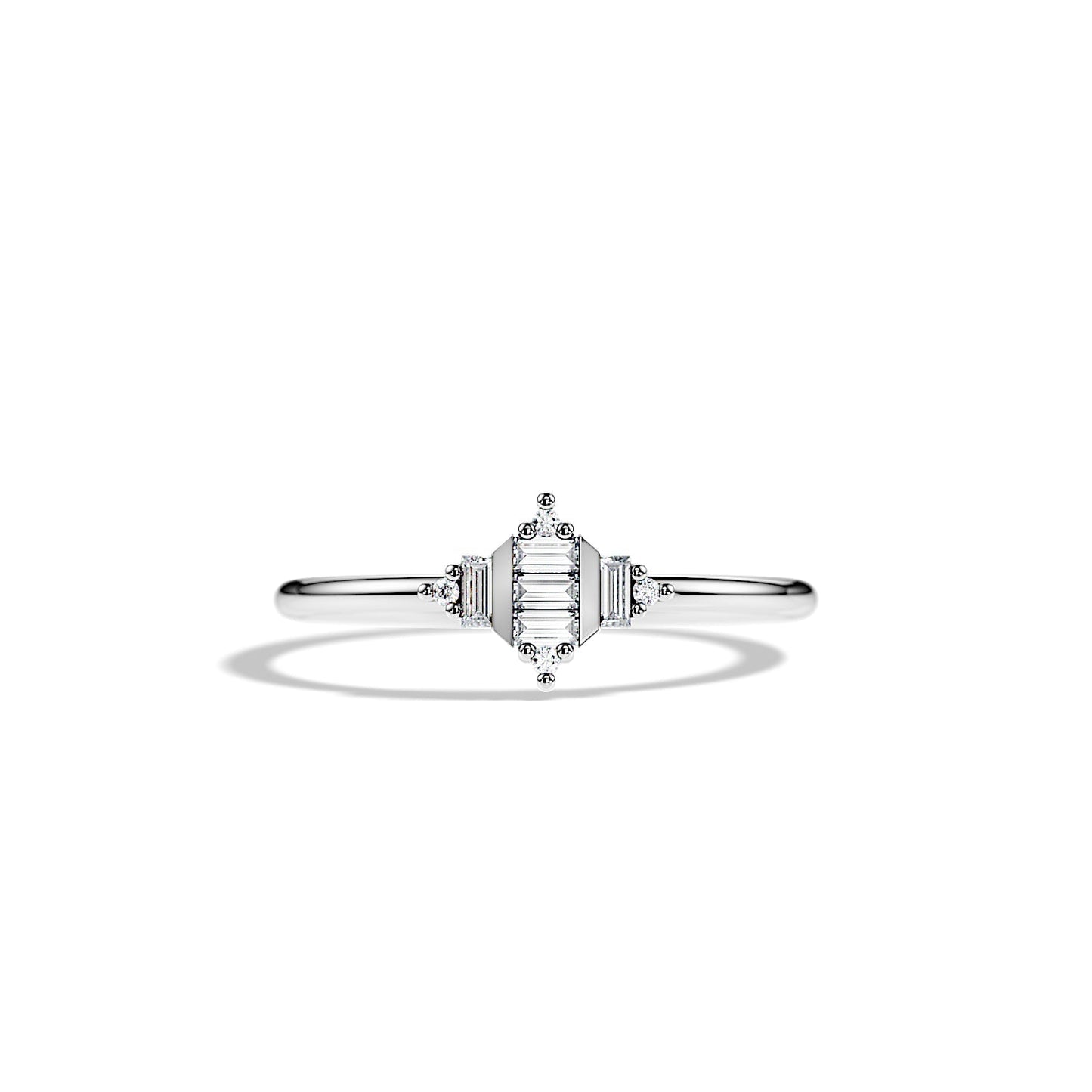 0.24 TCW Baguette & Round Minimalist Moissanite Wedding Band