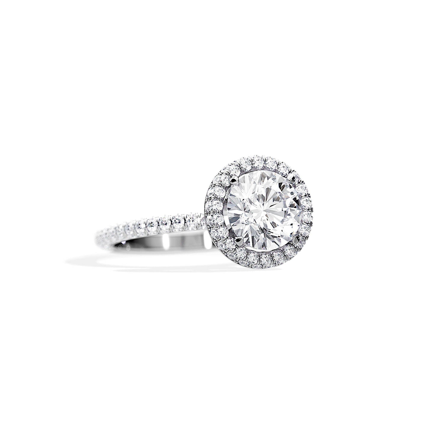 1.50 CT Round Cut Halo & Pave Moissanite Engagement Ring