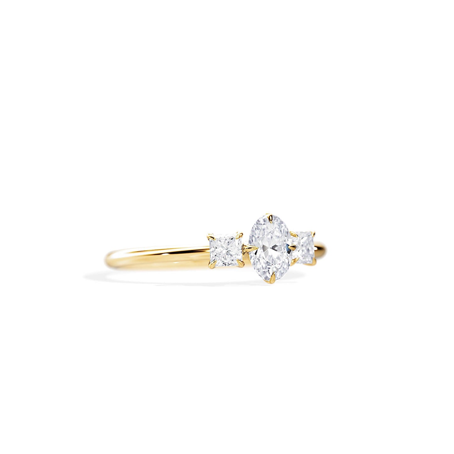0.50 CT Oval Cut Moissanite Three Stone Engagement Ring