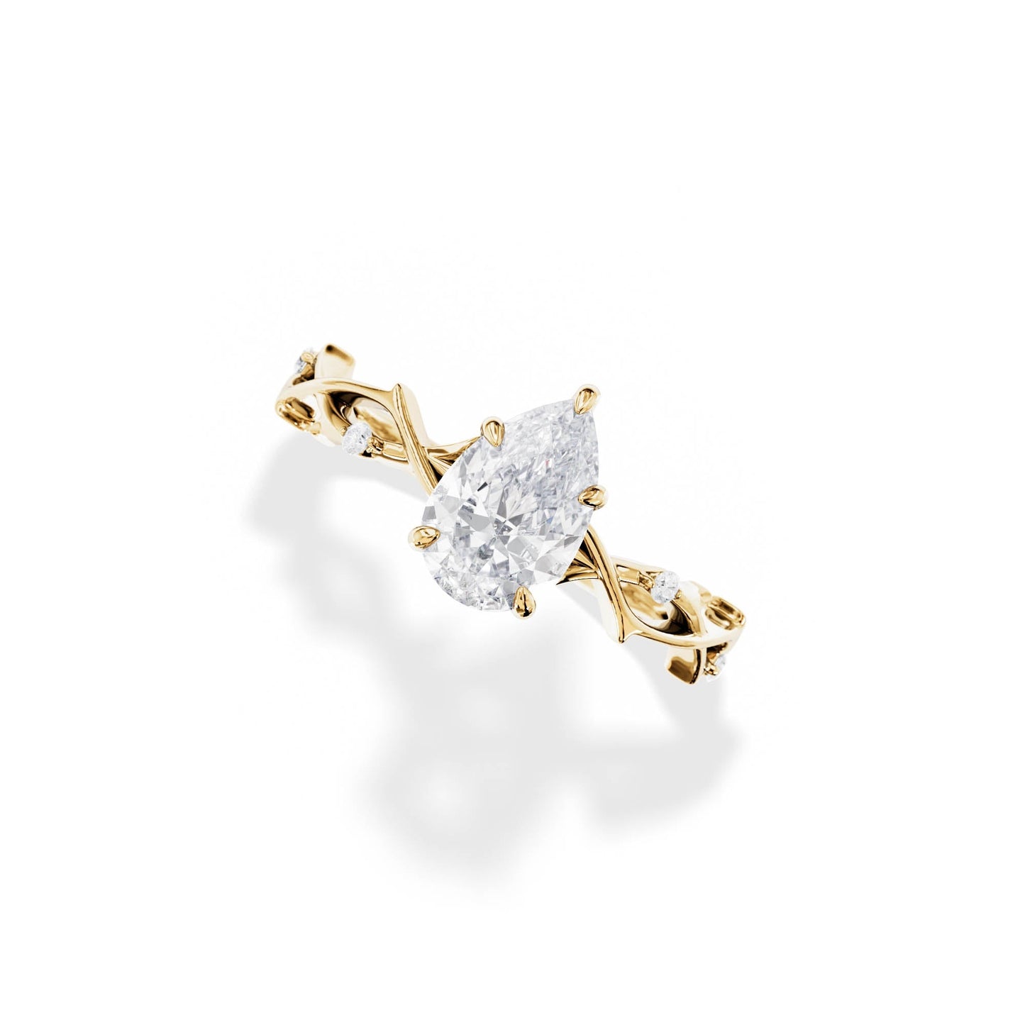 1.50 CT Pear Cut Moissanite Twig Style Engagement Ring
