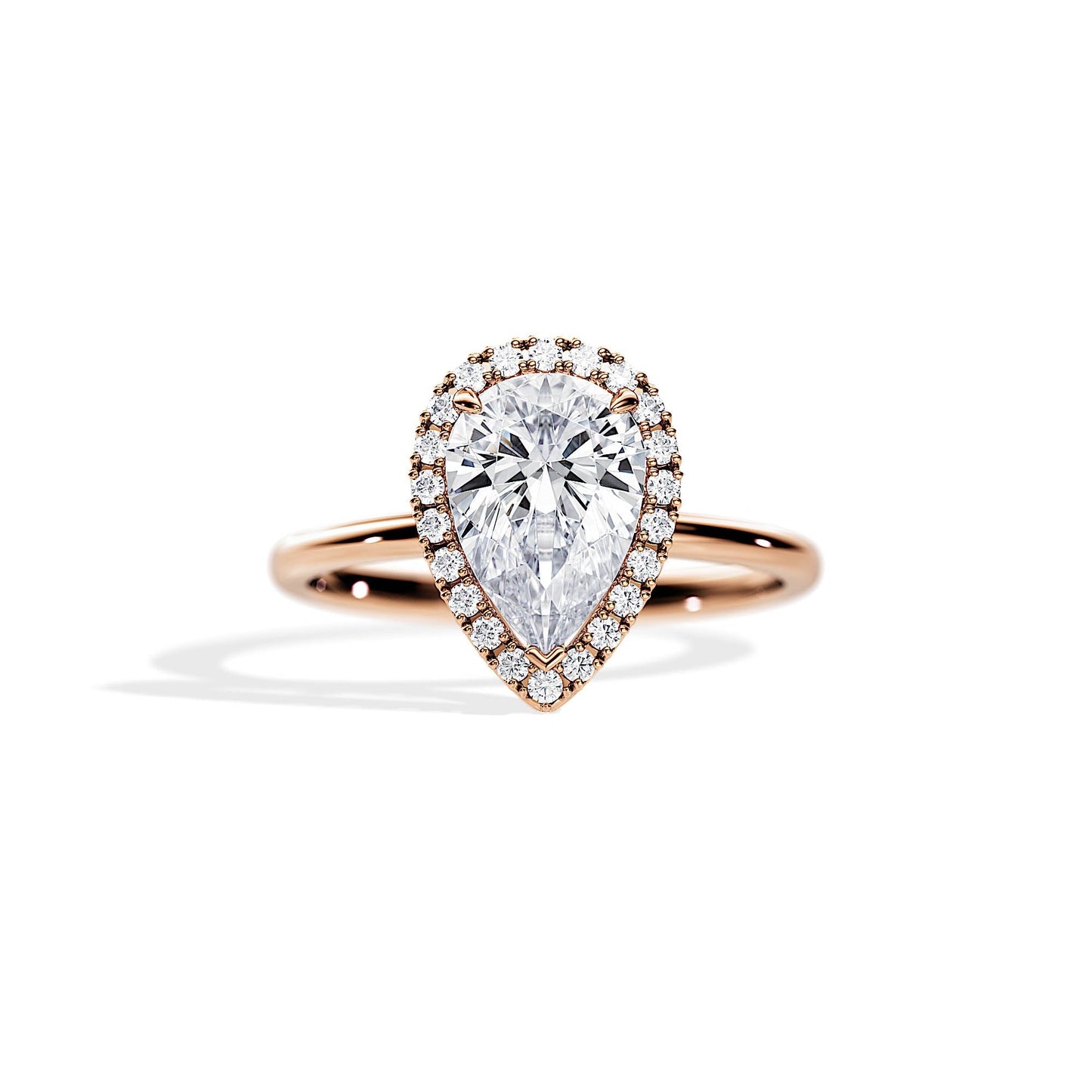 2.10 CT Pear Cut Moissanite Halo Engagement Ring