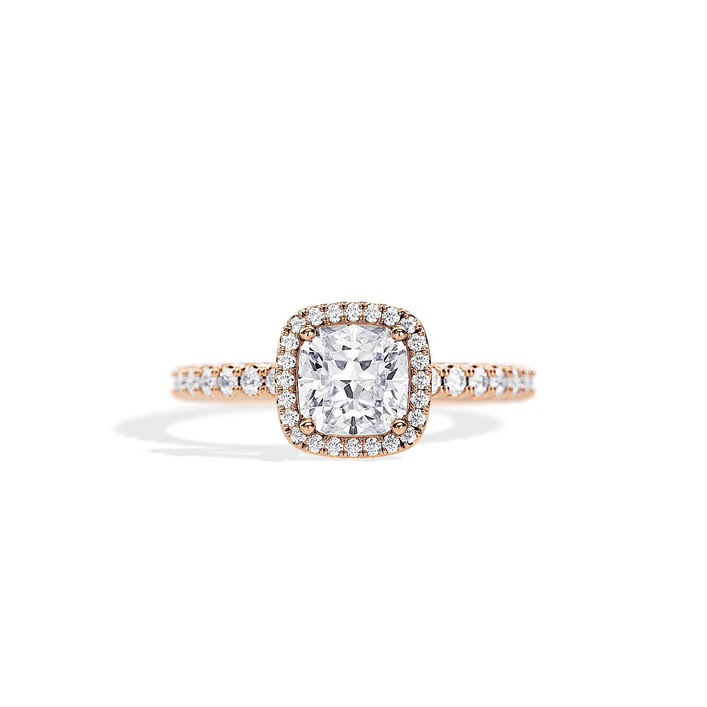 1.0 CT Cushion Cut Moissanite Halo & Pave Engagement Ring