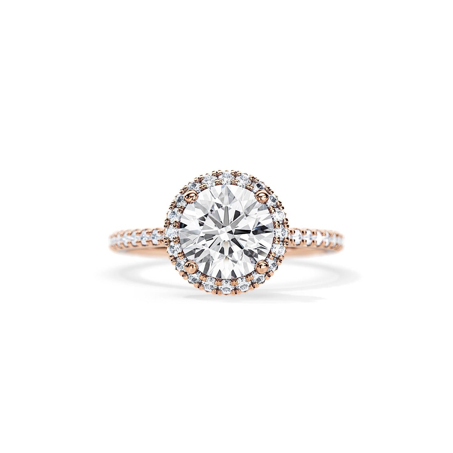 2.0 CT Round Cut Moissanite Halo Style & Pave Setting Engagement Ring