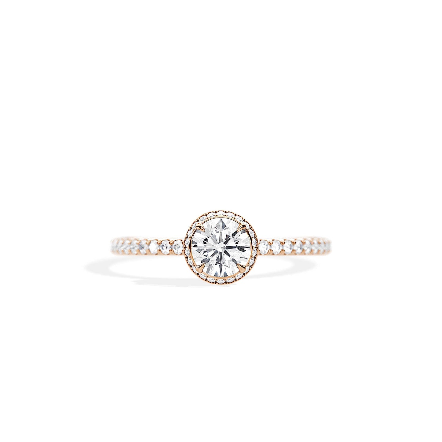 0.50 CT Hidden Halo Round Cut Moissanite Pave Engagement Ring