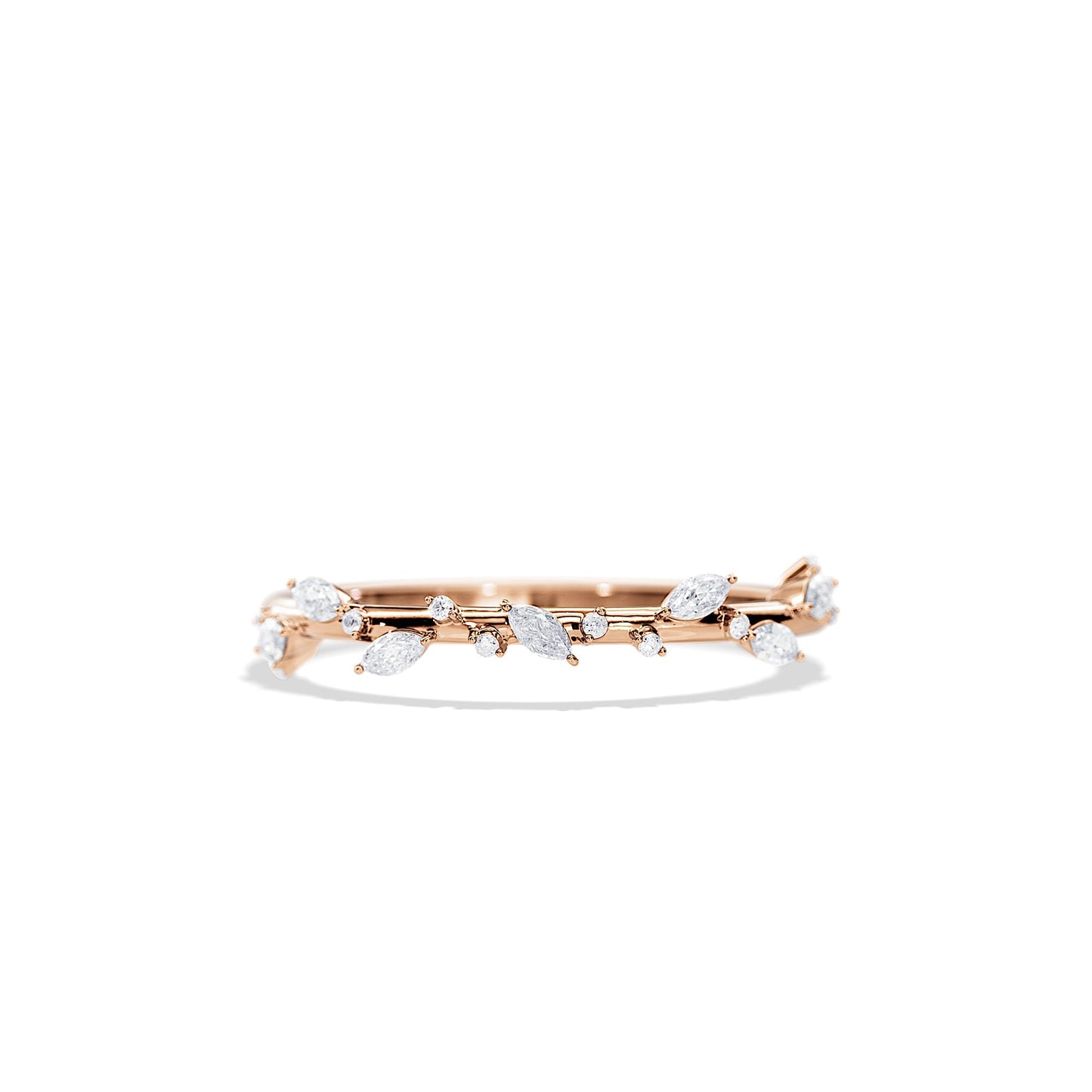 0.25 TCW Round Leaf Style Wedding Band