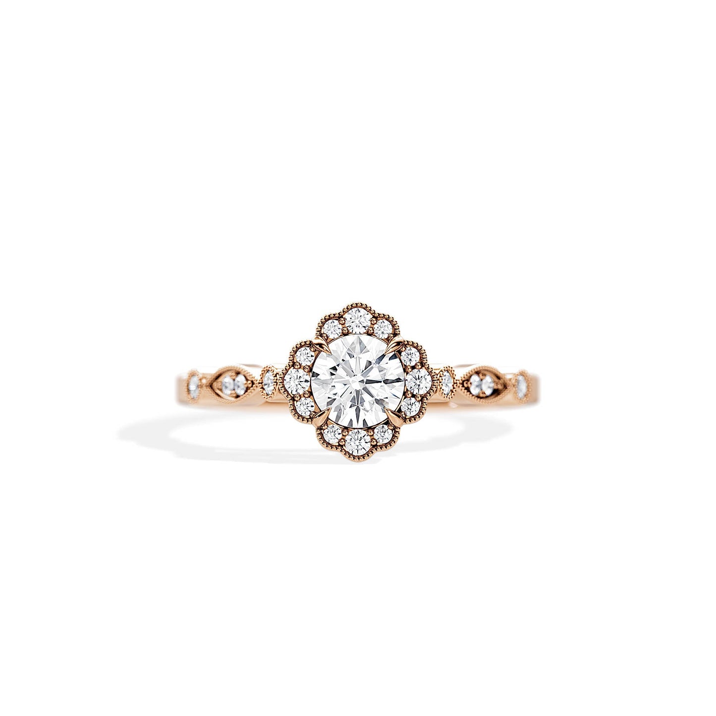 0.50 CT Round Cut Moissanite Halo Engagement Ring