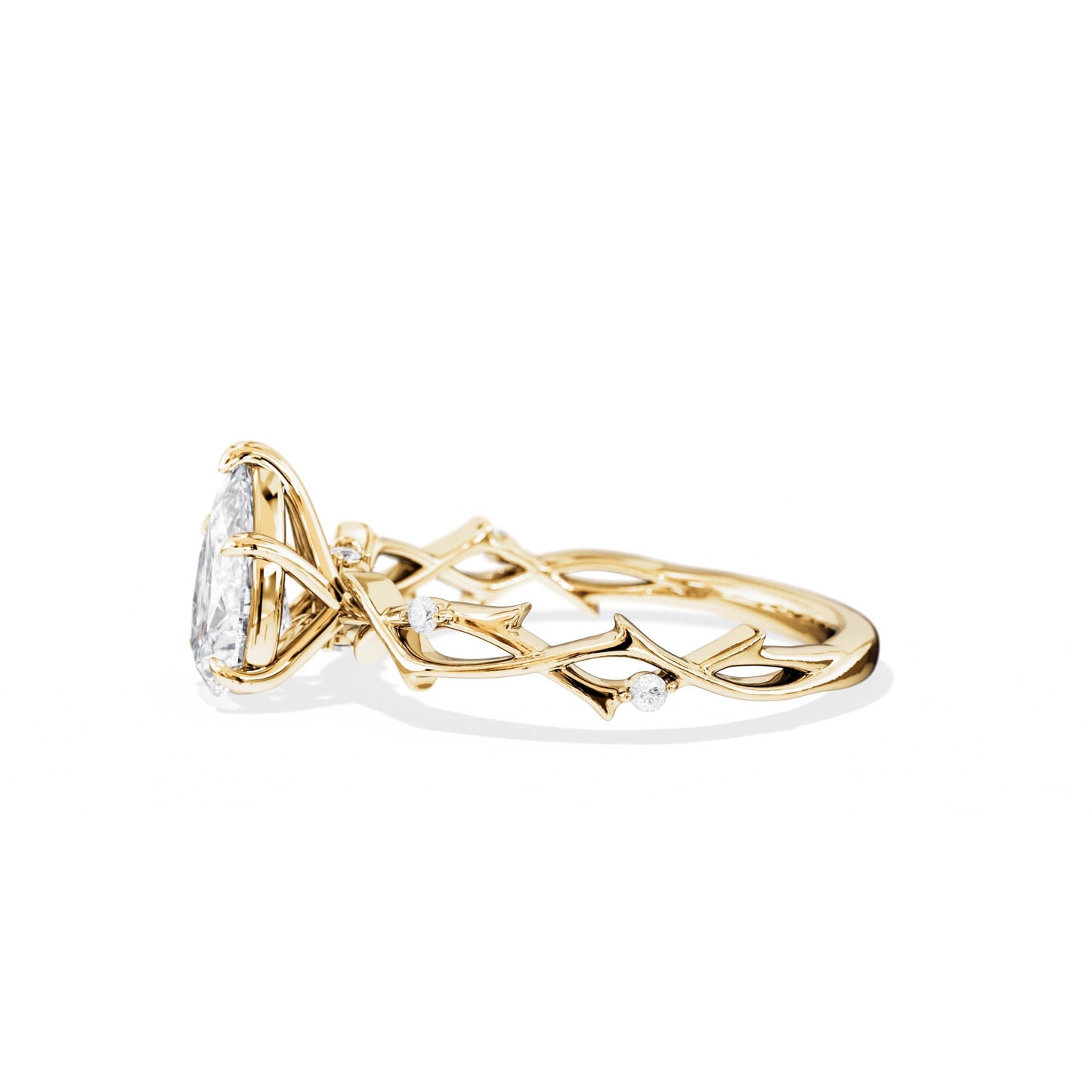 1.50 CT Pear Cut Moissanite Twig Style Engagement Ring