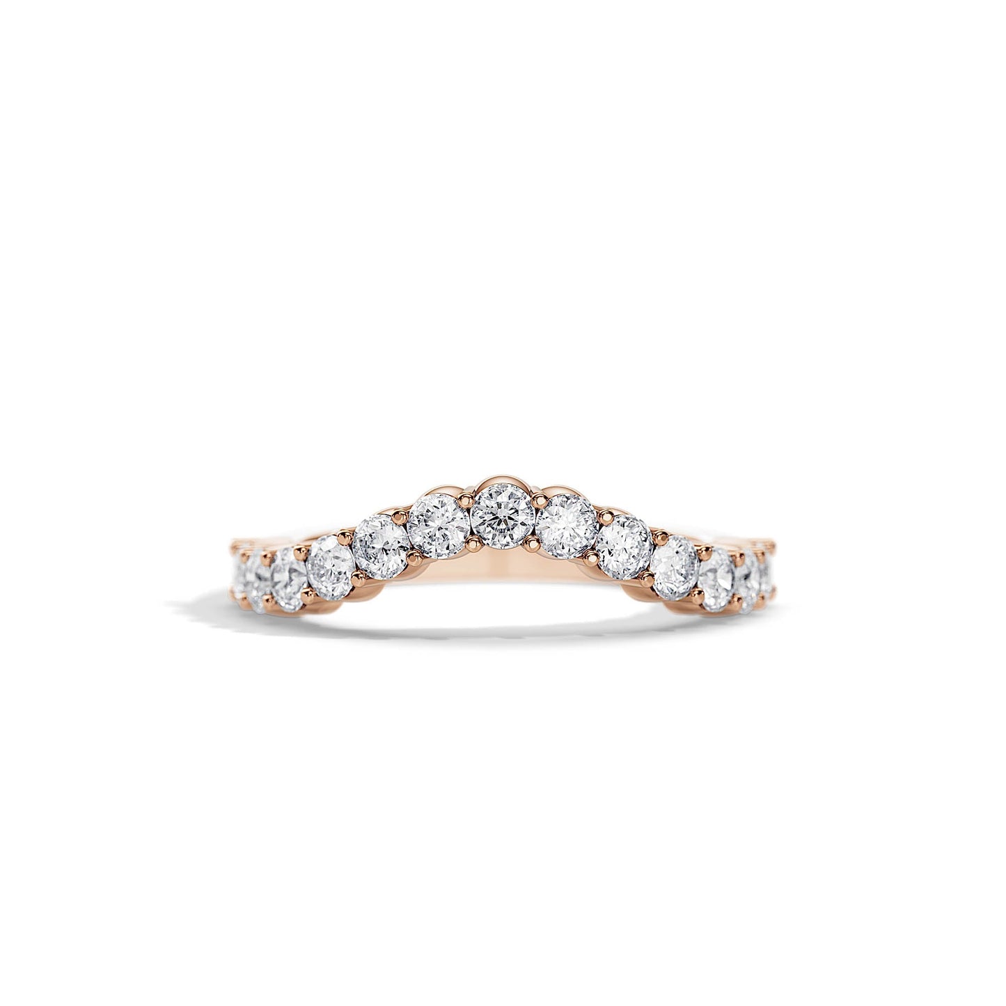0.8 TCW Round Curved Moissanite Wedding Band