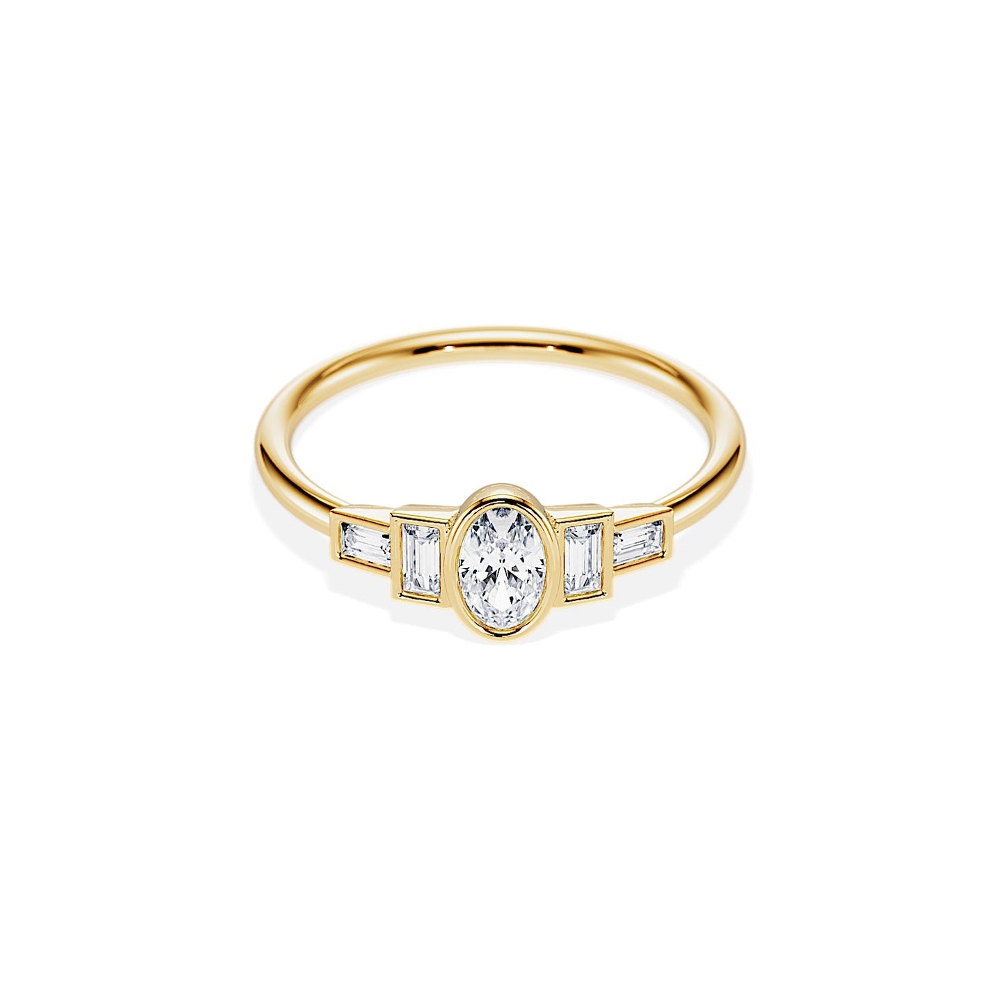 1.50 CT Oval Cut Moissanite Five Stone Setting Engagement Ring