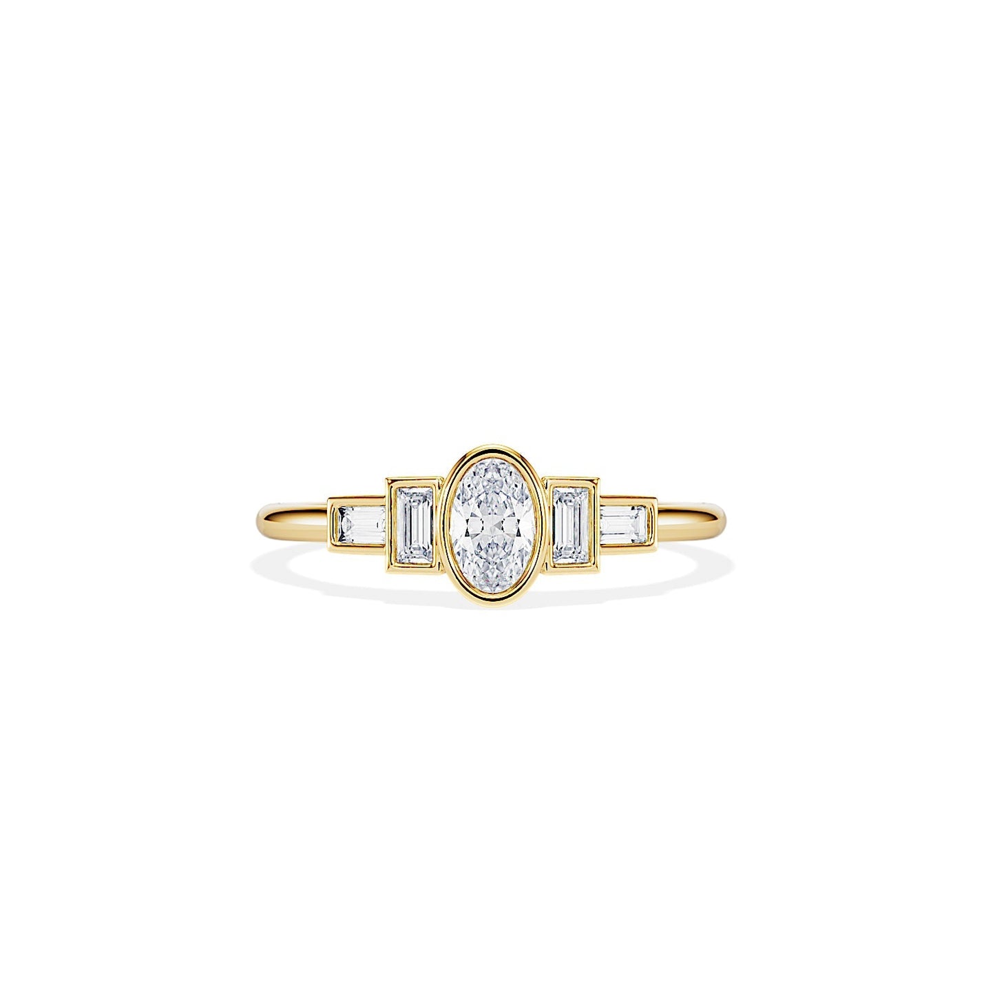 1.50 CT Oval Cut Moissanite Five Stone Setting Engagement Ring