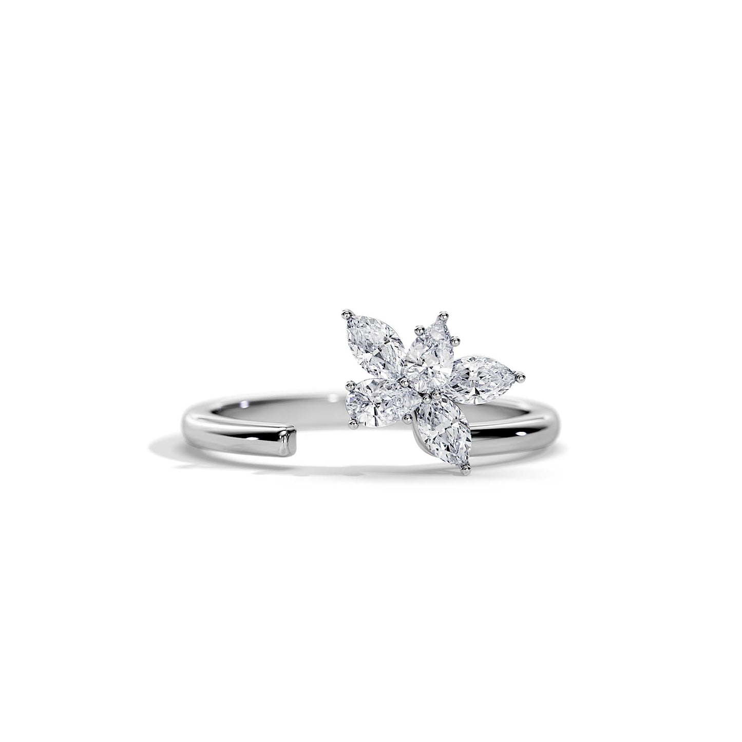 0.75 TCW Marquise / Pear Curved Moissanite Wedding Band