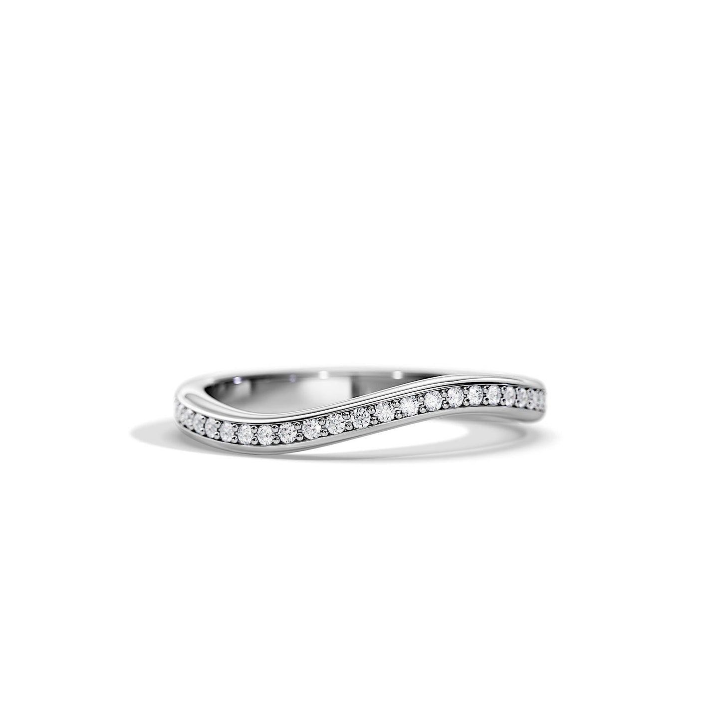 0.15 TCW Round Wave & Pave Moissanite Wedding Band