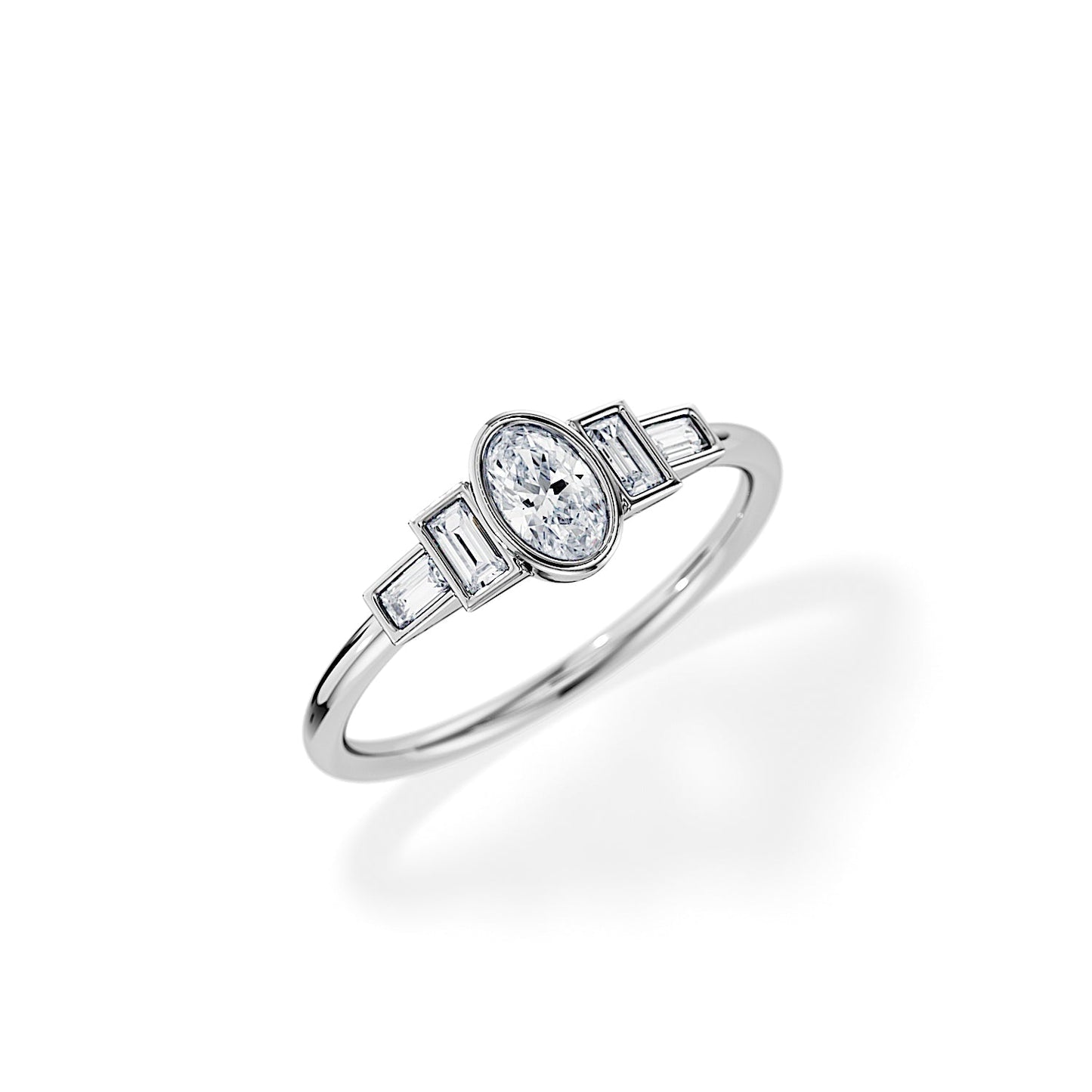 1.50 CT Oval Cut Moissanite Five Stone Setting Engagement Ring