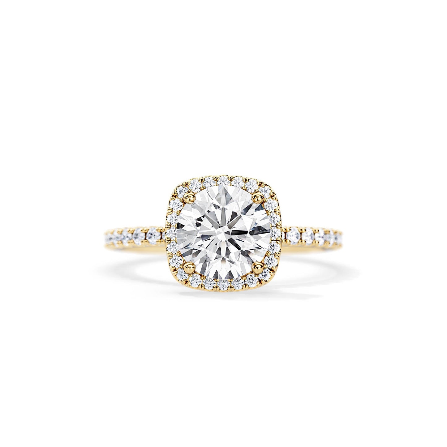 2.0 CT Round Cut Moissanite Halo & Pave Engagement Ring