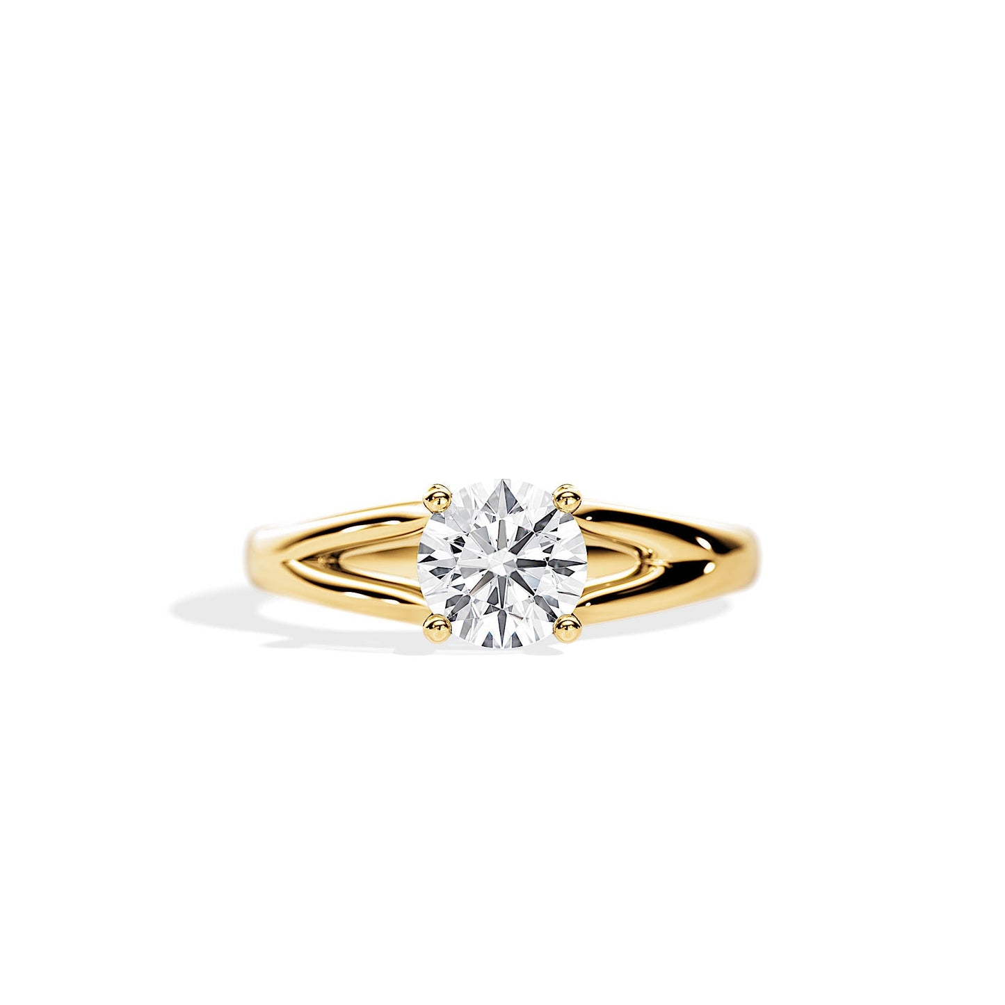 1.0 CT Round Moissanite Split Shank Style Engagement Ring