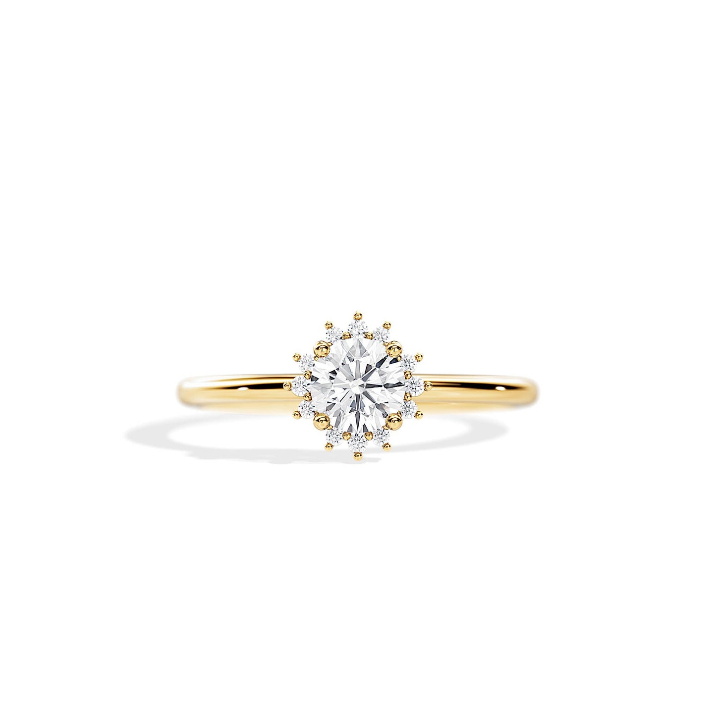 0.50 CT Round Cut Moissanite Halo Style Engagement Ring