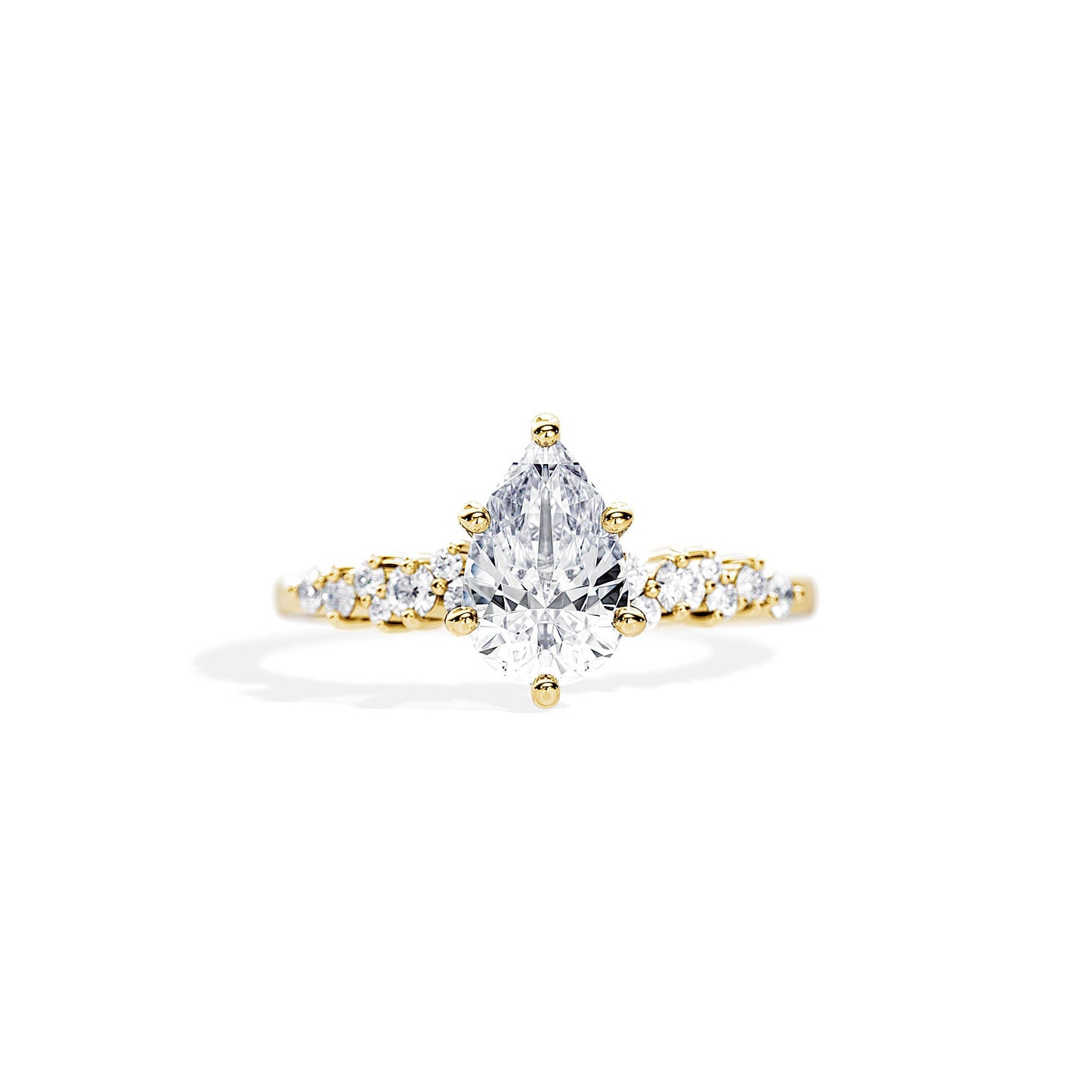 1.50 CT Pear Cut Moissanite Cluster Engagement Ring