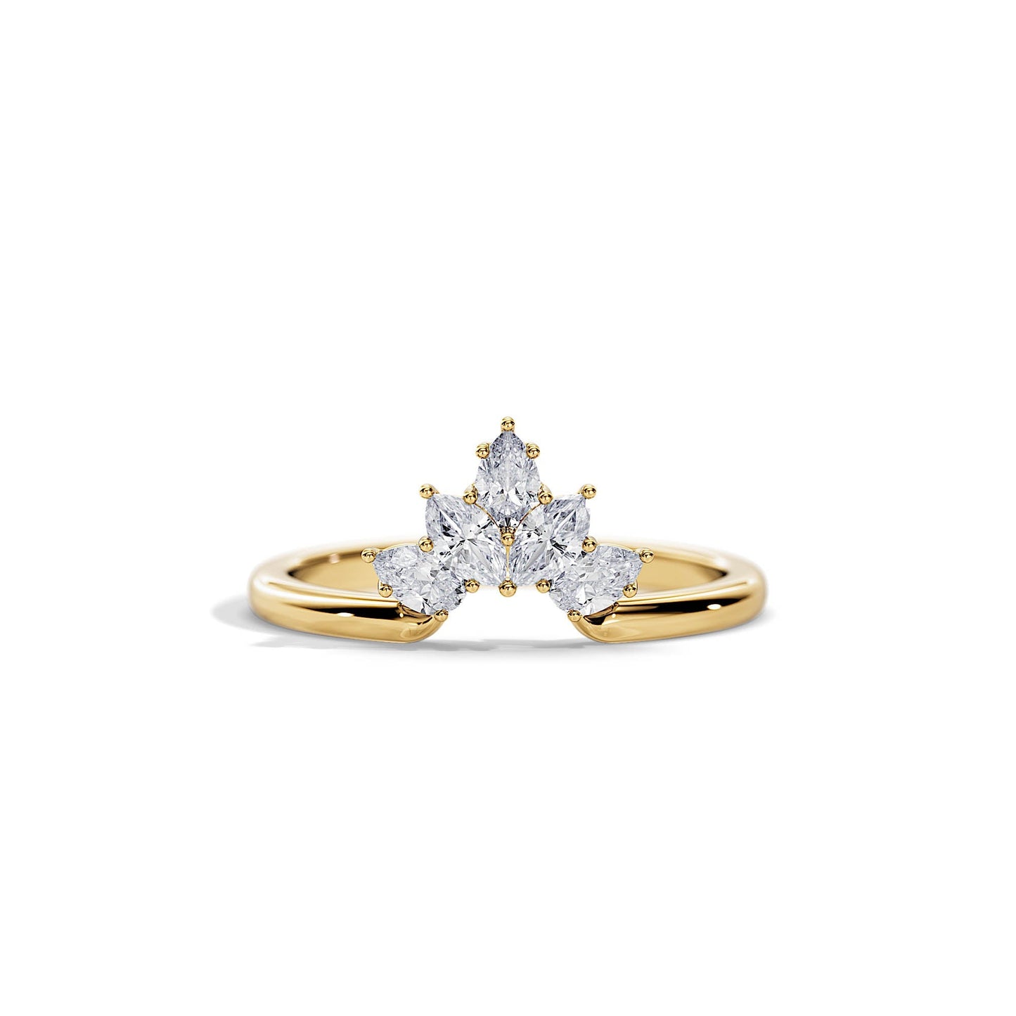 0.55 TCW Pear / Marquise Curved Moissanite Wedding Band