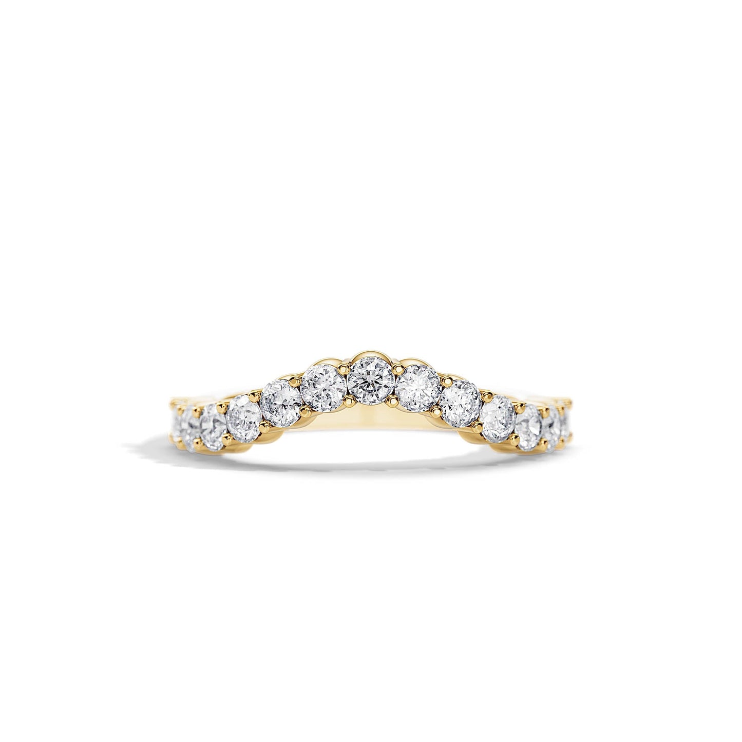 0.8 TCW Round Curved Moissanite Wedding Band