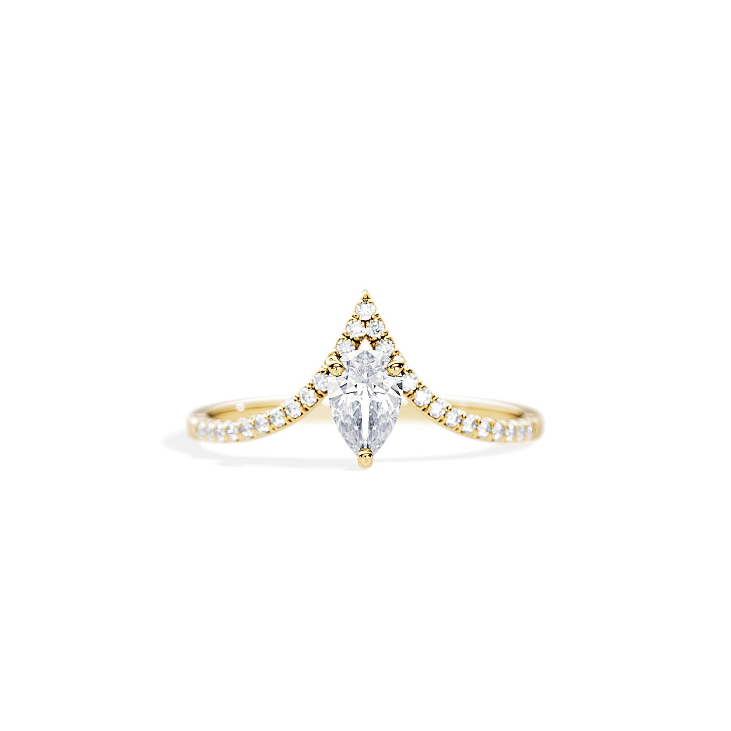 0.50 CT Pear Cut Moissanite Chevron Setting Engagement Ring