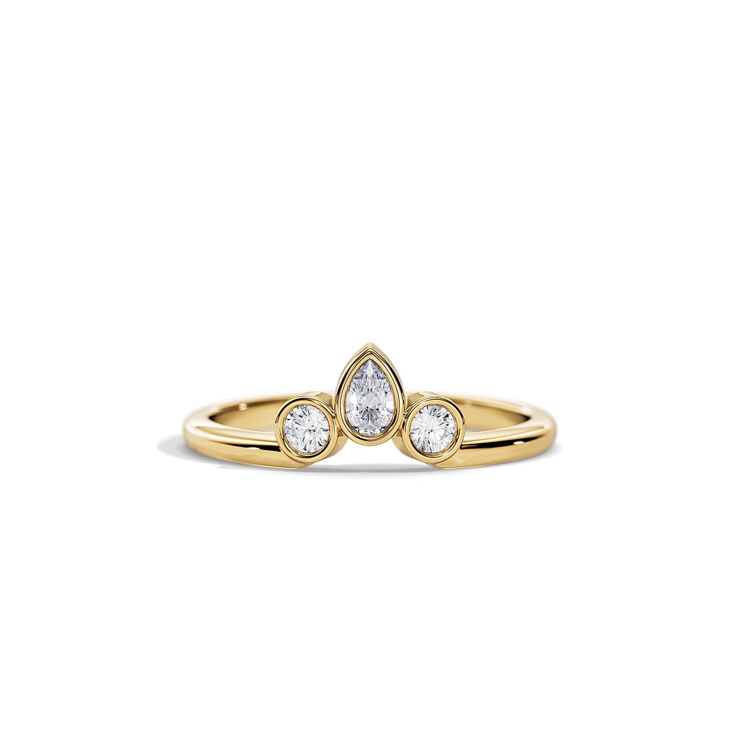 0.40 TCW Round & Pear Three Stone Moissanite Wedding Band