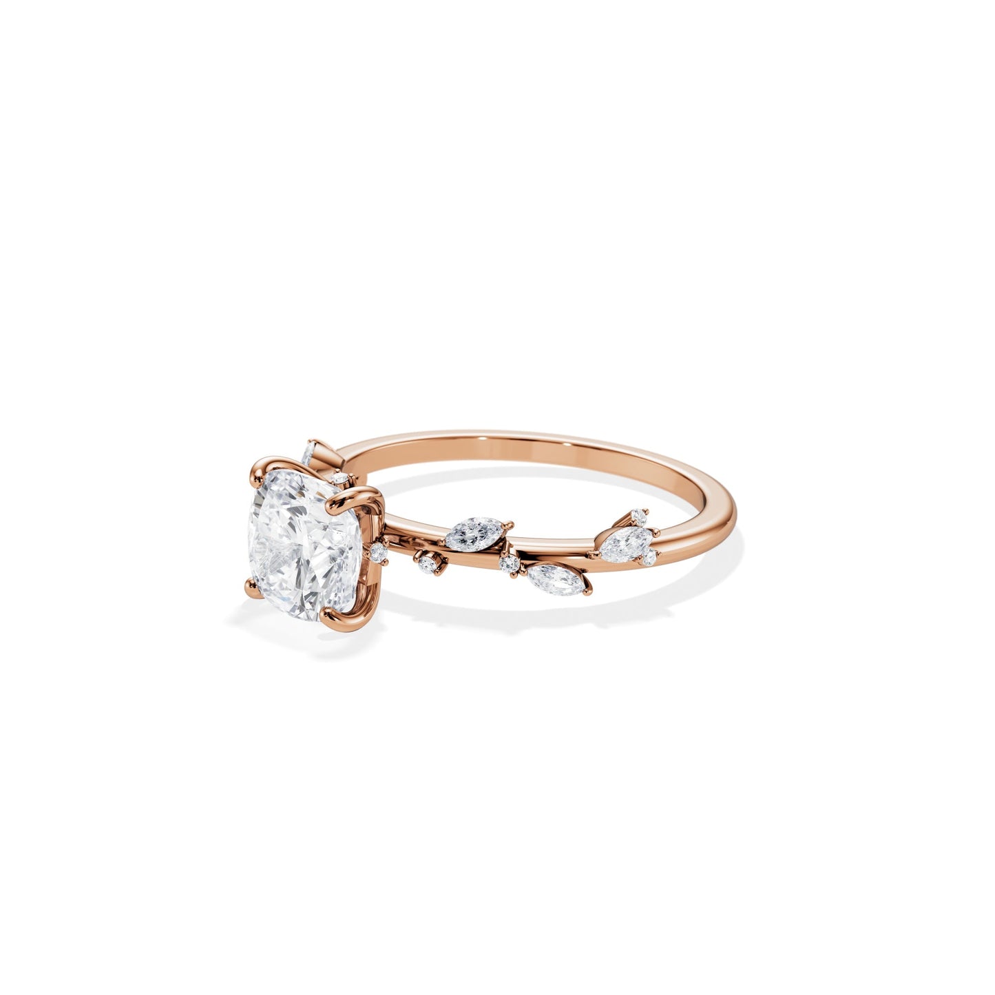1.30 CT Cushion Cut Moissanite Twig Setting Engagement Ring