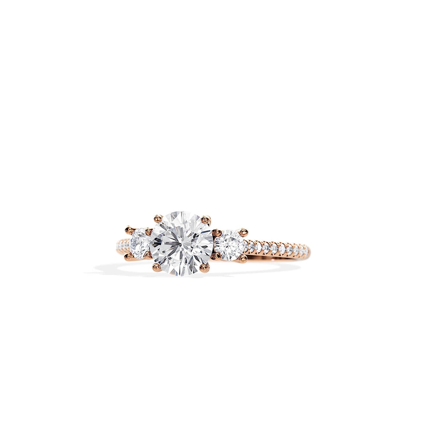 1.0 CT Round Cut Moissanite Three Stone Setting Engagement Ring