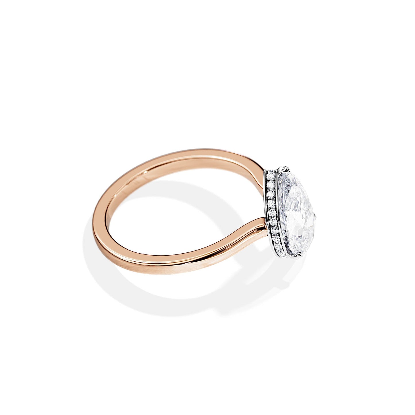 2.10 CT Pear Moissanite Hidden Halo Engagement Ring